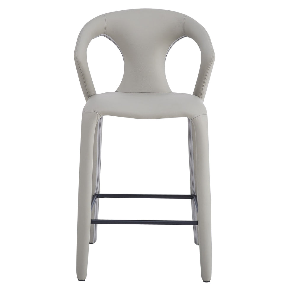 Profile Bar Stool Light Grey/Beige Leather Look - Future Classics Furniture