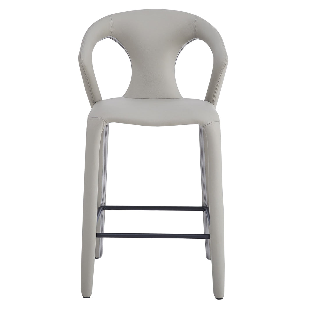 Profile Bar Stool Light Grey/Beige Leather Look - Future Classics Furniture