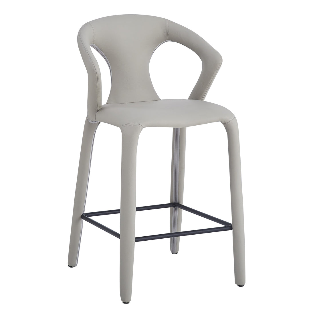 Profile Bar Stool Light Grey/Beige Leather Look - Future Classics Furniture