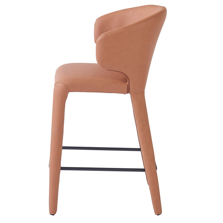Romano Bar Stool Tan Leather Look - Future Classics Furniture