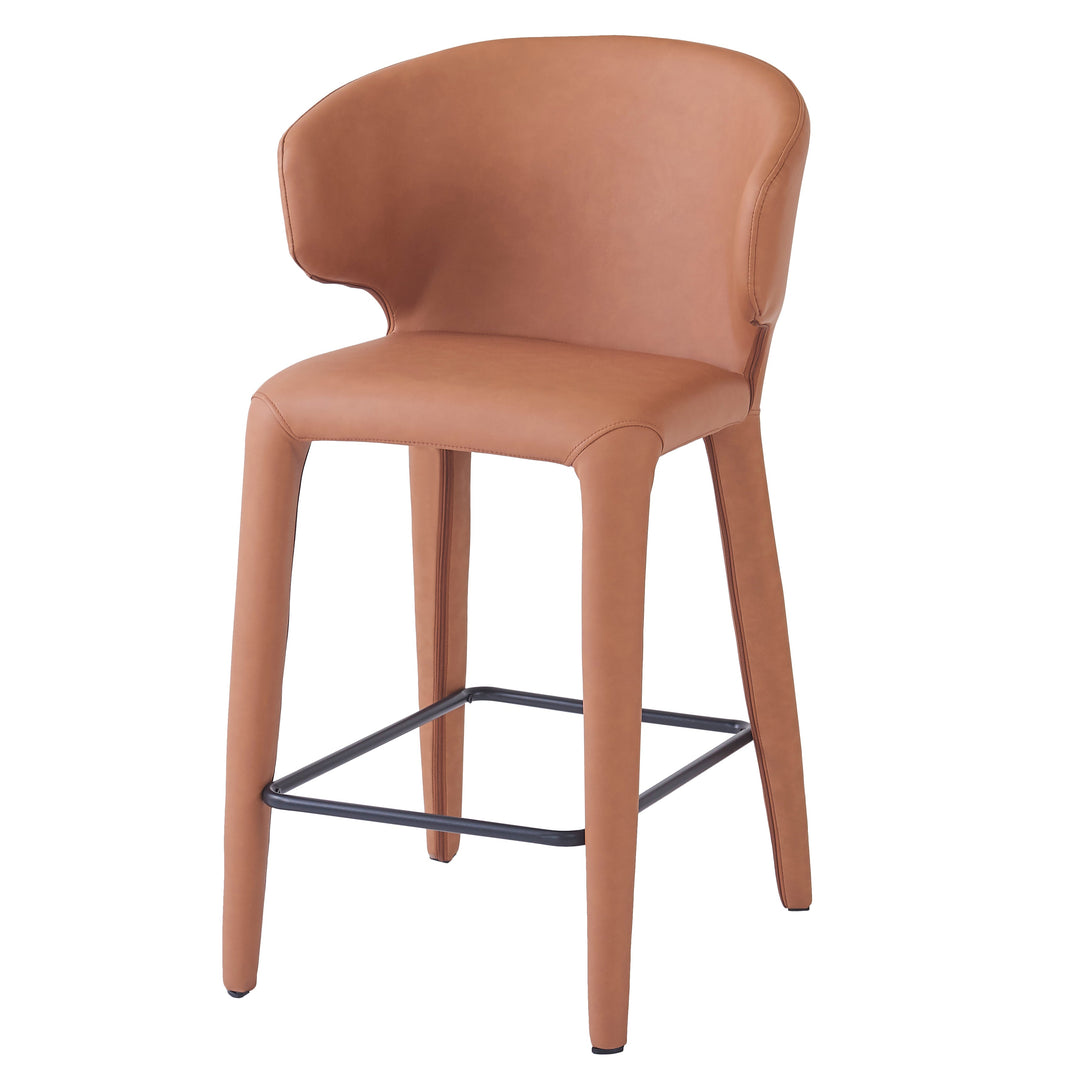 Romano Bar Stool Tan Leather Look - Future Classics Furniture