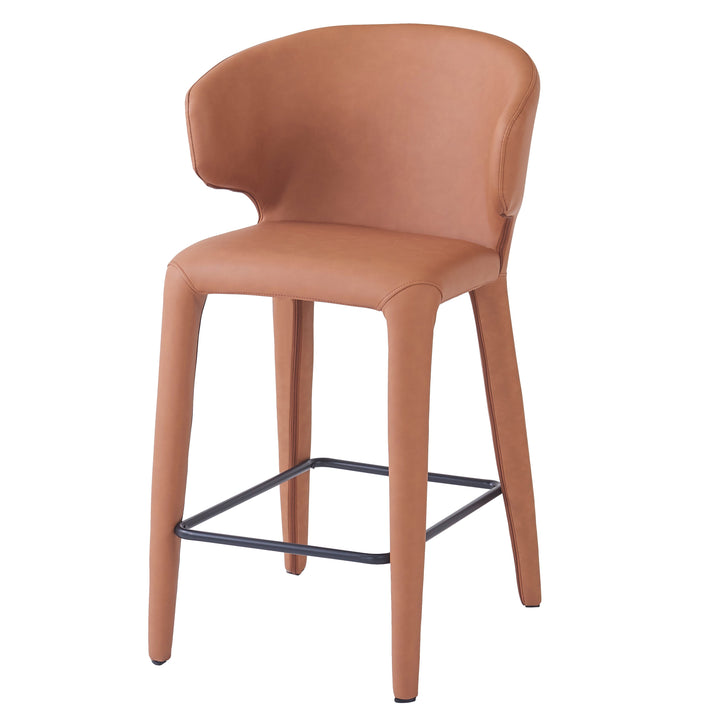 Romano Bar Stool Tan Leather Look - Future Classics Furniture
