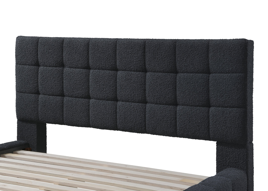 Highlands King Bed Black Boucle - Future Classics Furniture