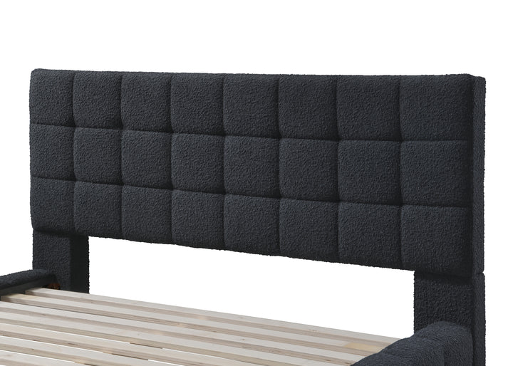 Highlands King Bed Black Boucle - Future Classics Furniture