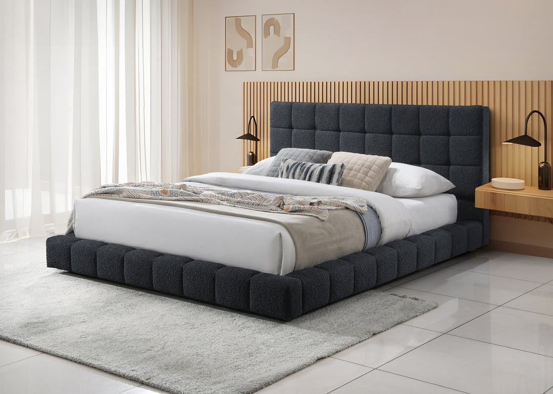 Highlands King Bed Black Boucle - Future Classics Furniture