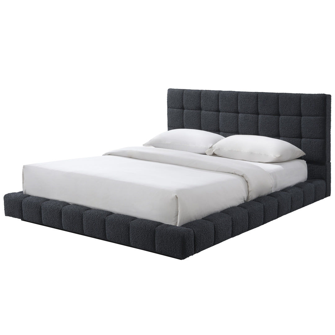 Highlands Queen Bed Black Boucle - Future Classics Furniture