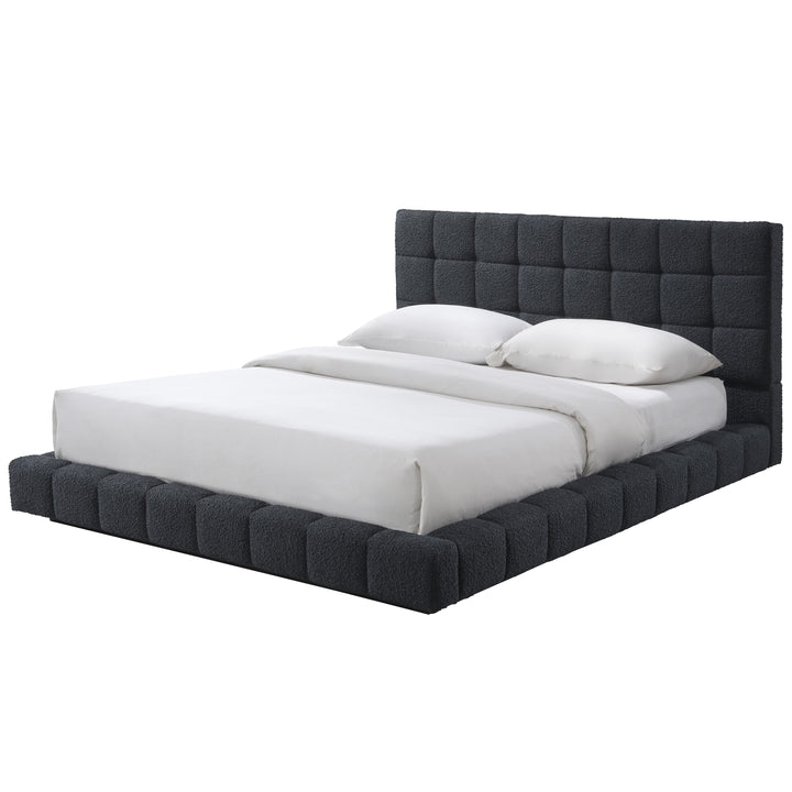 Highlands Queen Bed Black Boucle - Future Classics Furniture