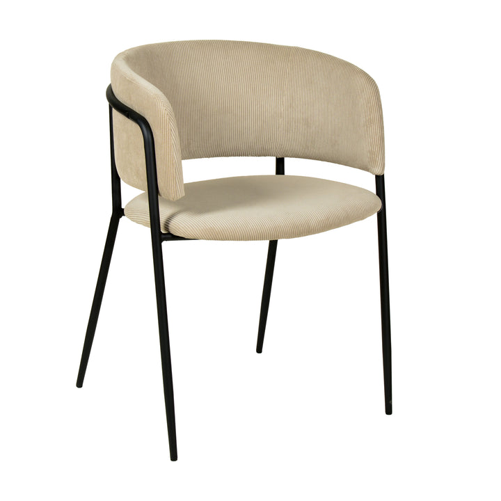 Nell Dining Chair Beige Velvet - Black Frame - Future Classics Furniture