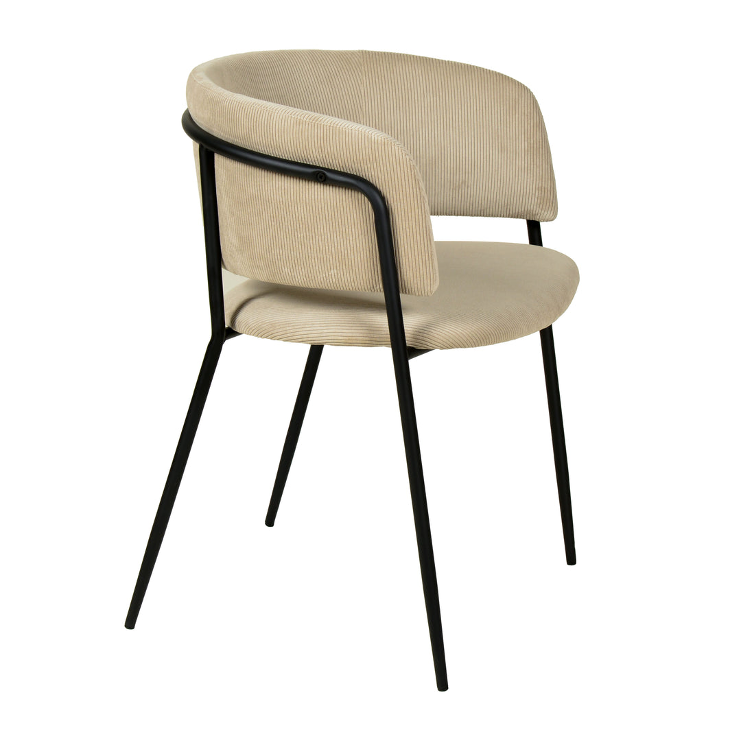 Nell Dining Chair Beige Velvet - Black Frame - Future Classics Furniture
