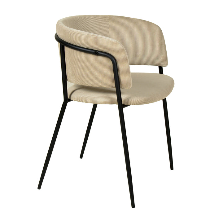 Nell Dining Chair Beige Velvet - Black Frame - Future Classics Furniture