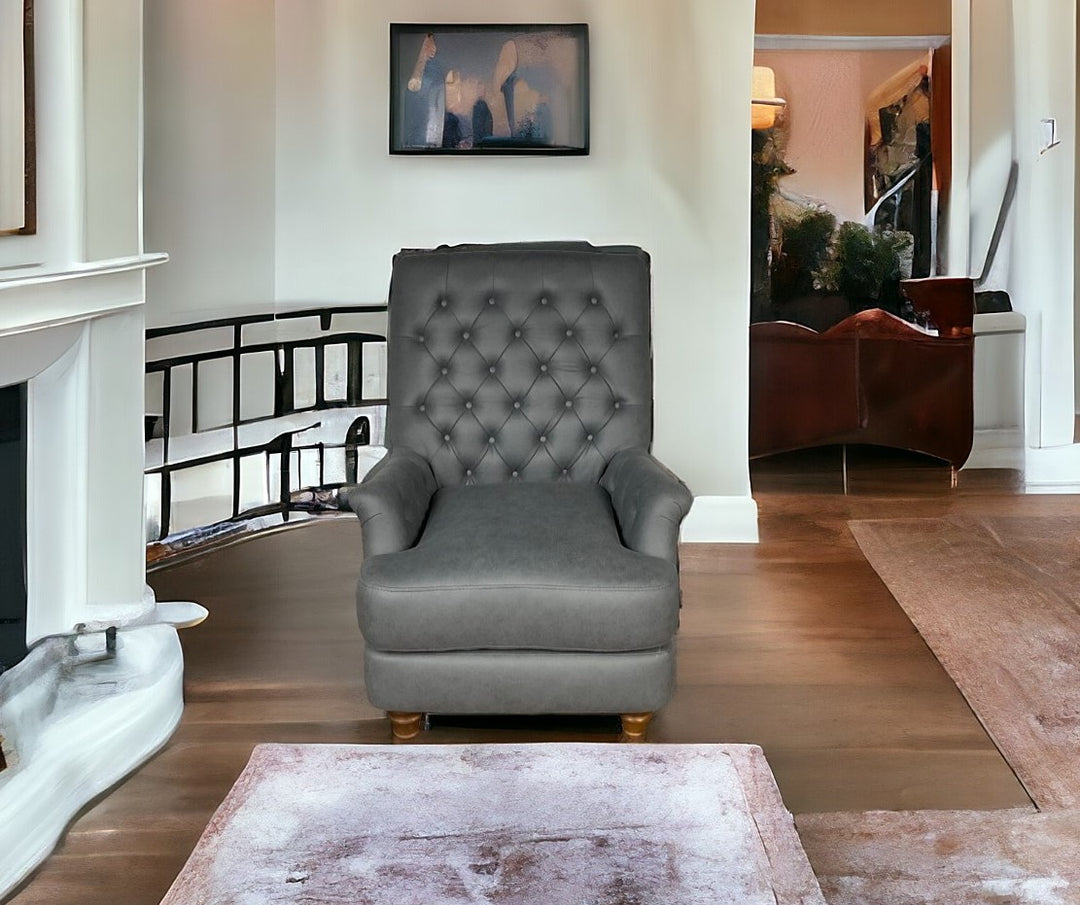 Buckingham Chair Steel Grey Leather Look - Future Classics Furniture