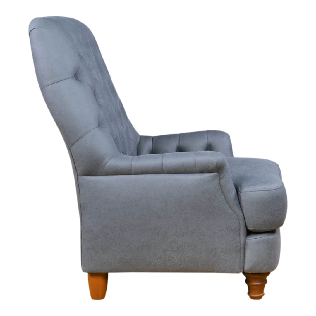 Buckingham Chair Steel Grey Leather Look - Future Classics Furniture