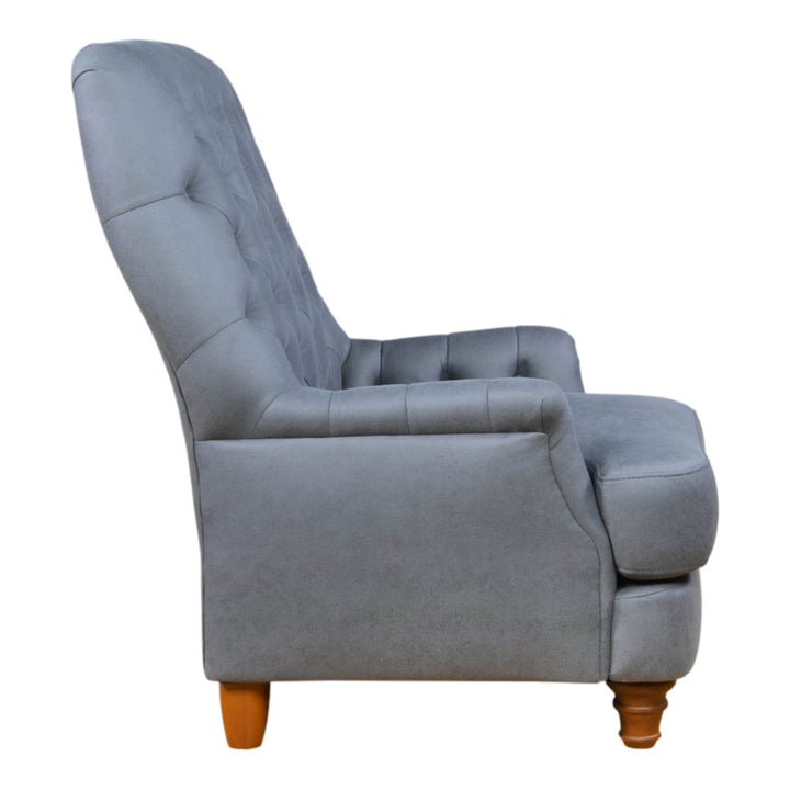 Buckingham Chair Steel Grey Leather Look - Future Classics Furniture
