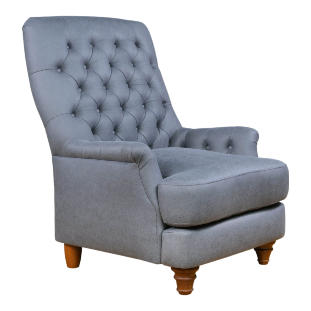 Buckingham Chair Steel Grey Leather Look - Future Classics Furniture
