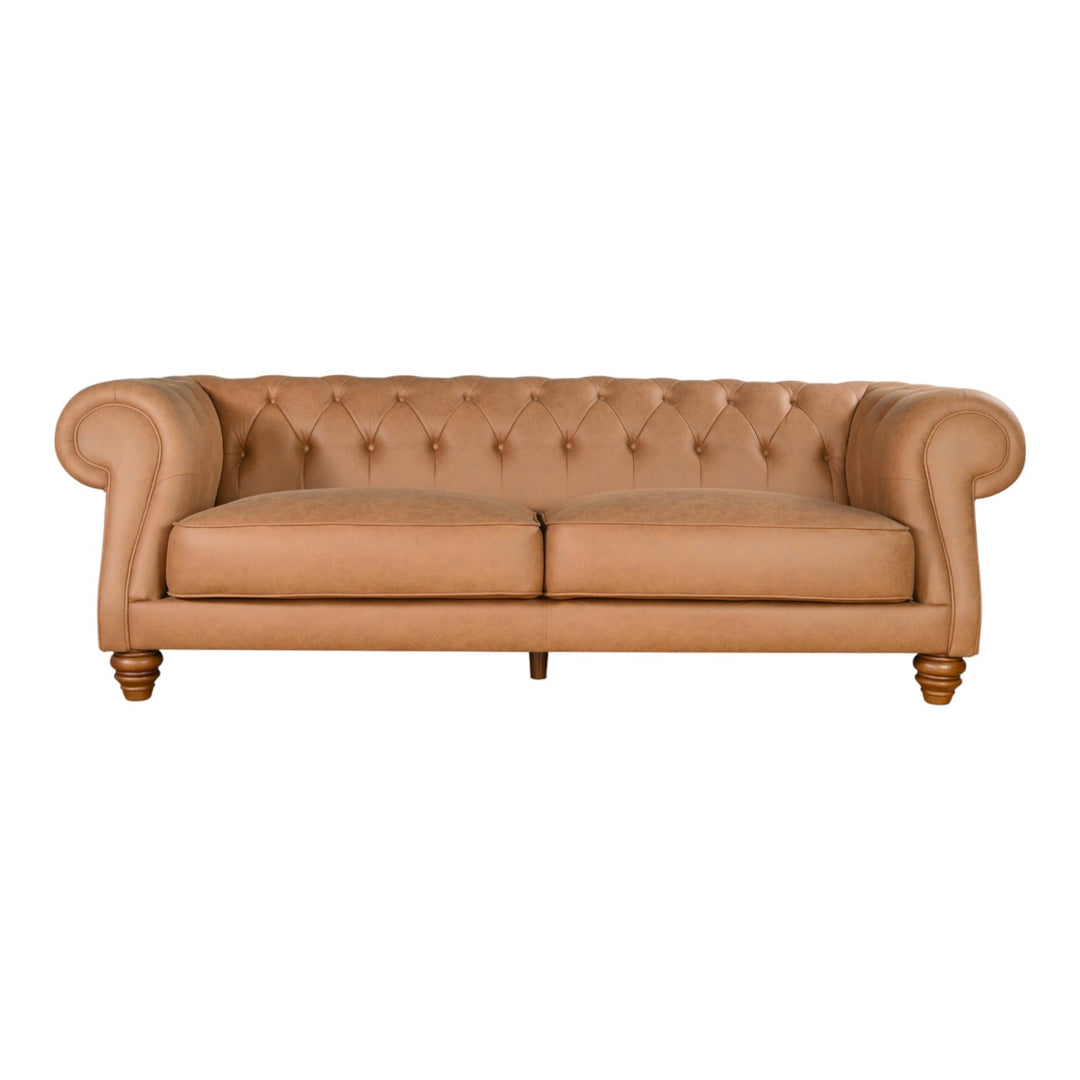 Kensington 3 Seater Sofa Tan Leather Look - Future Classics Furniture