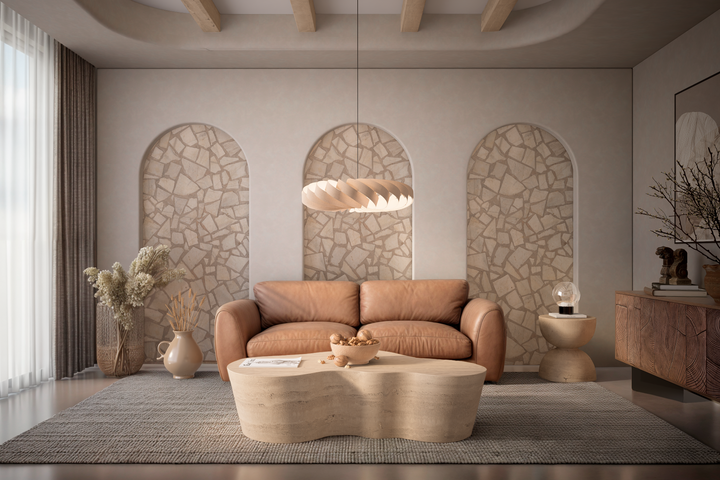 Windsor 3 Seater Sofa Tan Leather Look - Future Classics Furniture