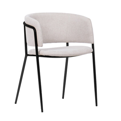 Nell Dining Chair Beige Fabric - Black Frame - Future Classics Furniture