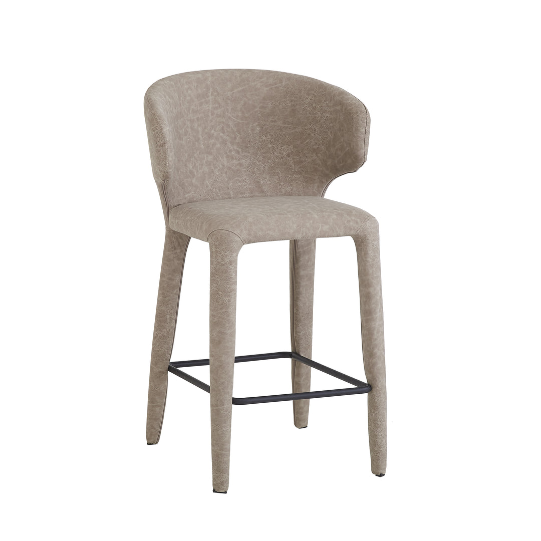 Romano Bar Stool Mushroom Leather Look - Future Classics Furniture