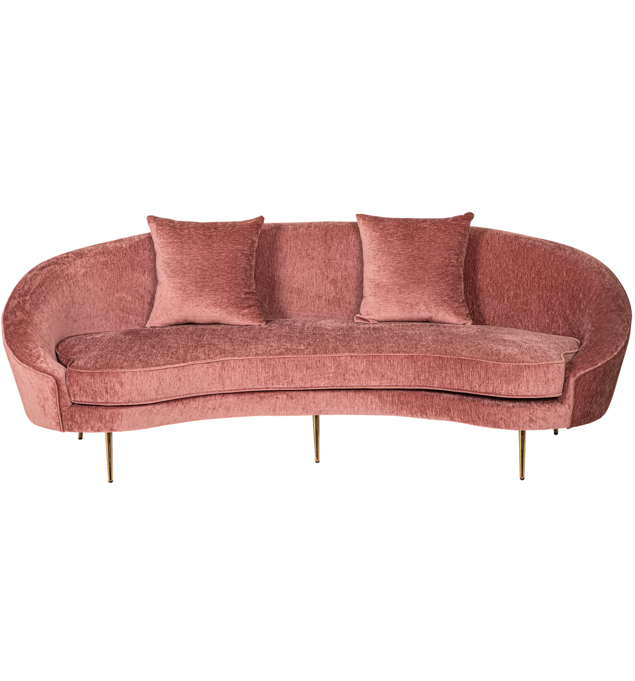 Pink velvet curved sofa deals