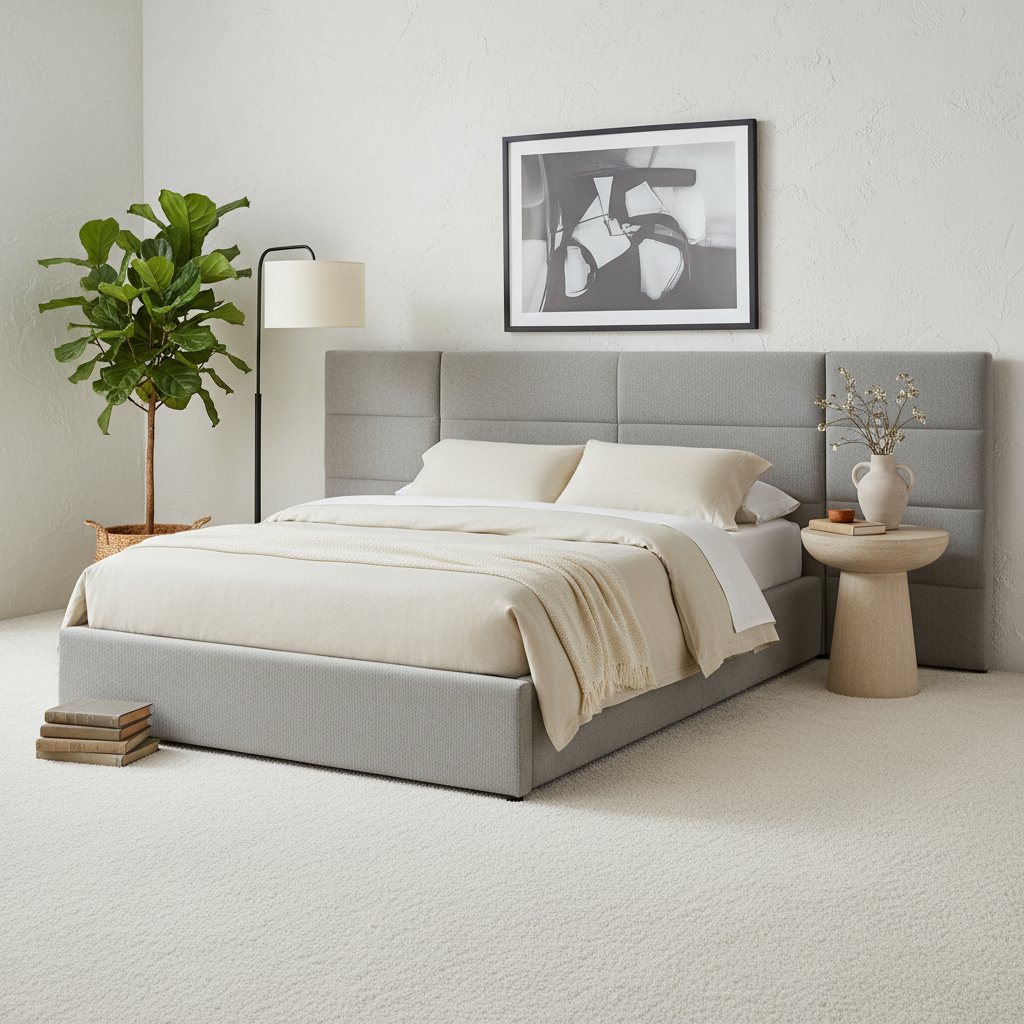 Riverina King Bed Light Grey