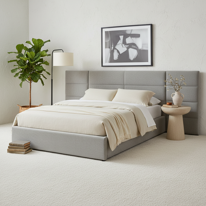 Riverina Queen Bed Light Grey