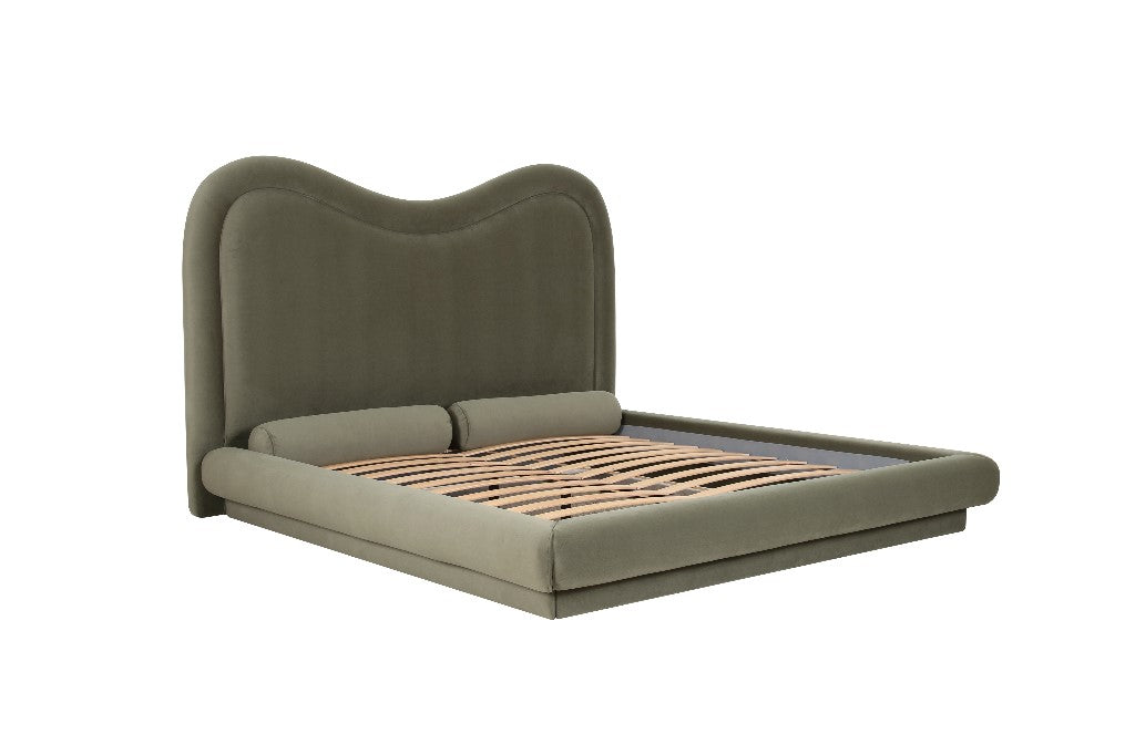 Tranquil Queen Bed Fern Green Velvet - Future Classics Furniture
