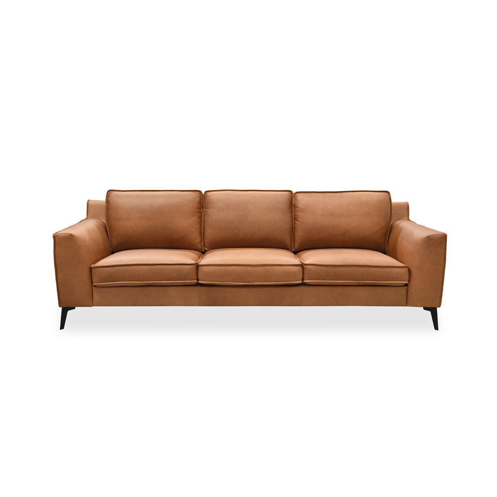 Bassett Sofa Tan Leather - Future Classics Furniture