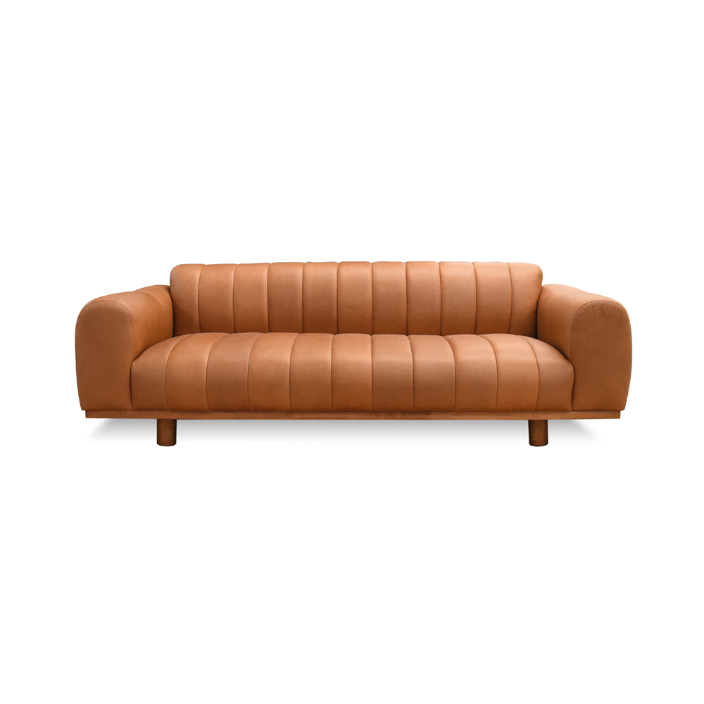 Bernhardt Sofa Tan Leather - Future Classics Furniture