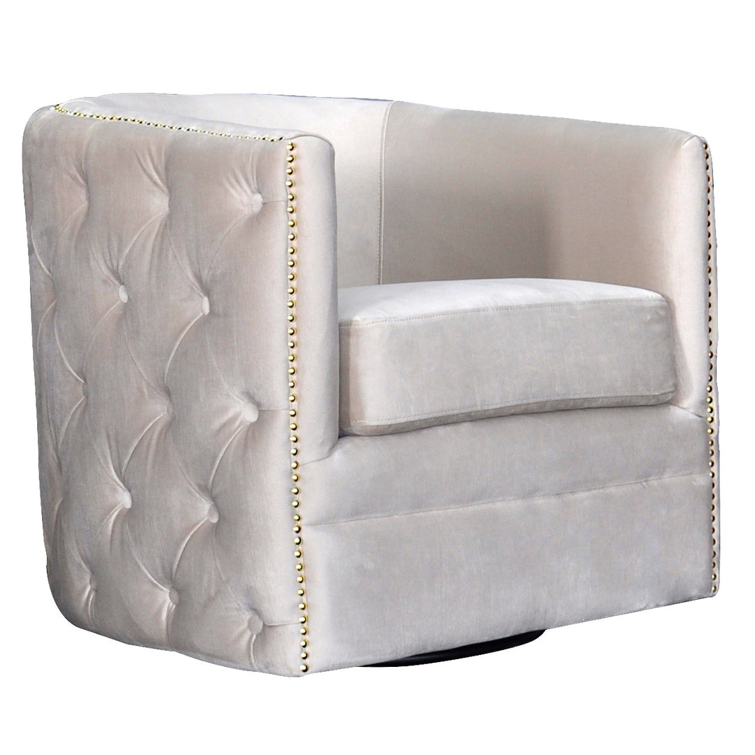 Creed Swivel Chair Creme Velvet - Future Classics Furniture