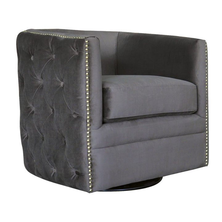 Creed Swivel Chair Dark Grey Velvet - Future Classics Furniture