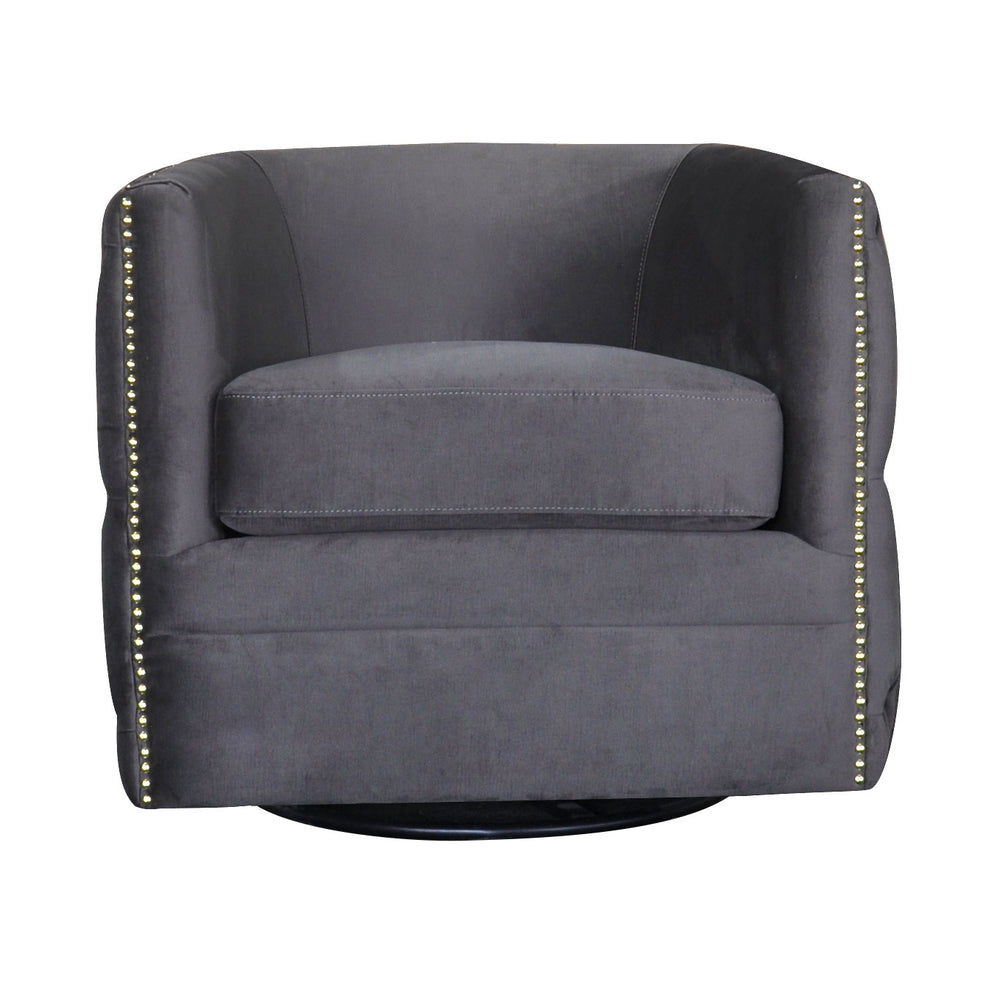 Creed Swivel Chair Dark Grey Velvet - Future Classics Furniture