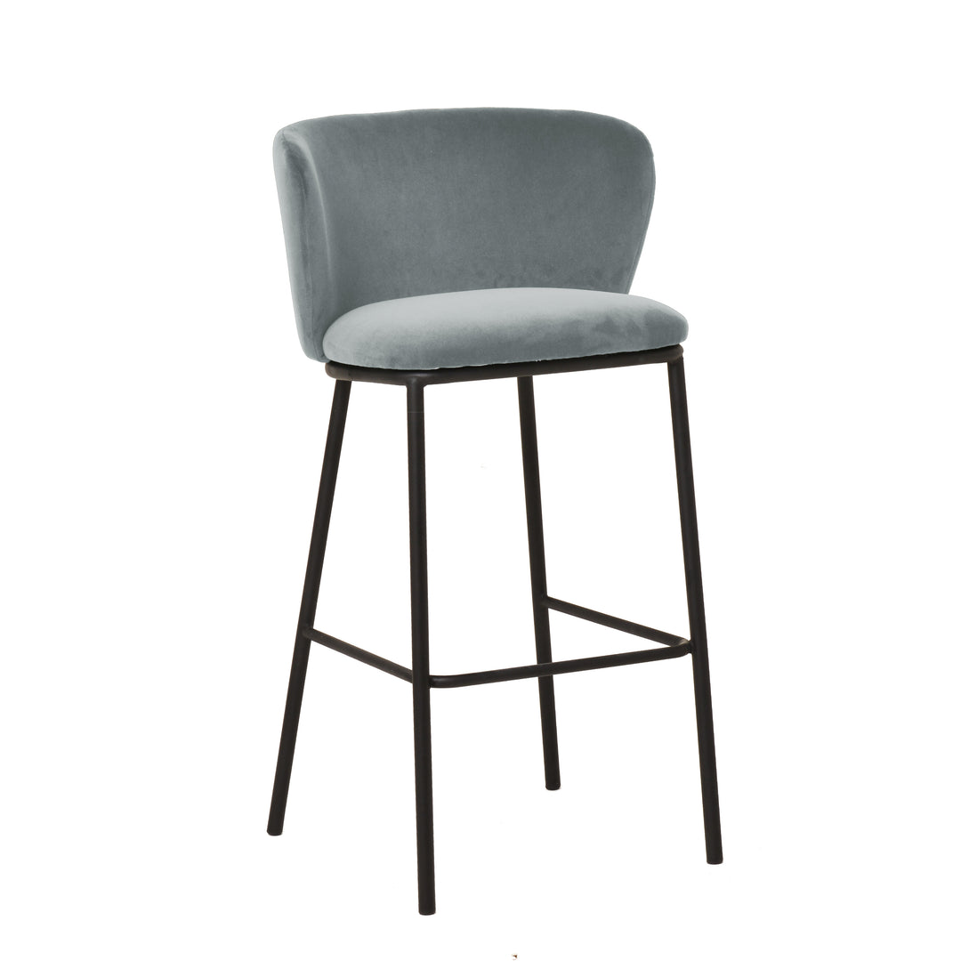 Zampatti Bar Stool Grey Velvet - Future Classics Furniture