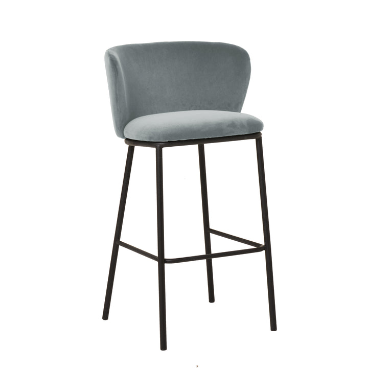 Zampatti Bar Stool Grey Velvet - Future Classics Furniture