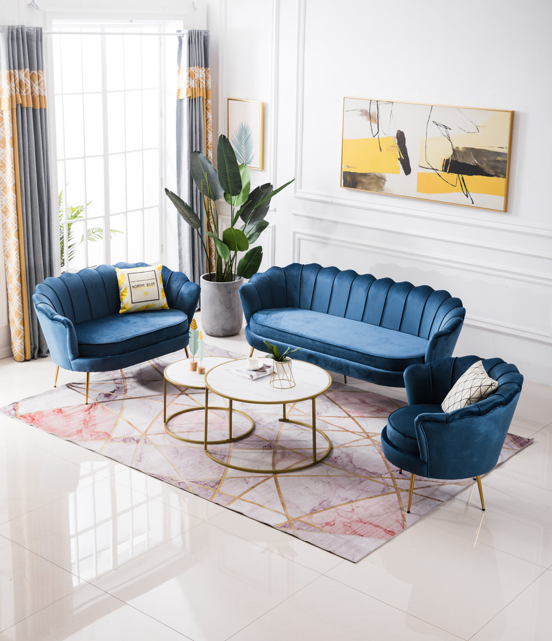 Murcia 2 Seater Navy Velvet - Future Classics Furniture