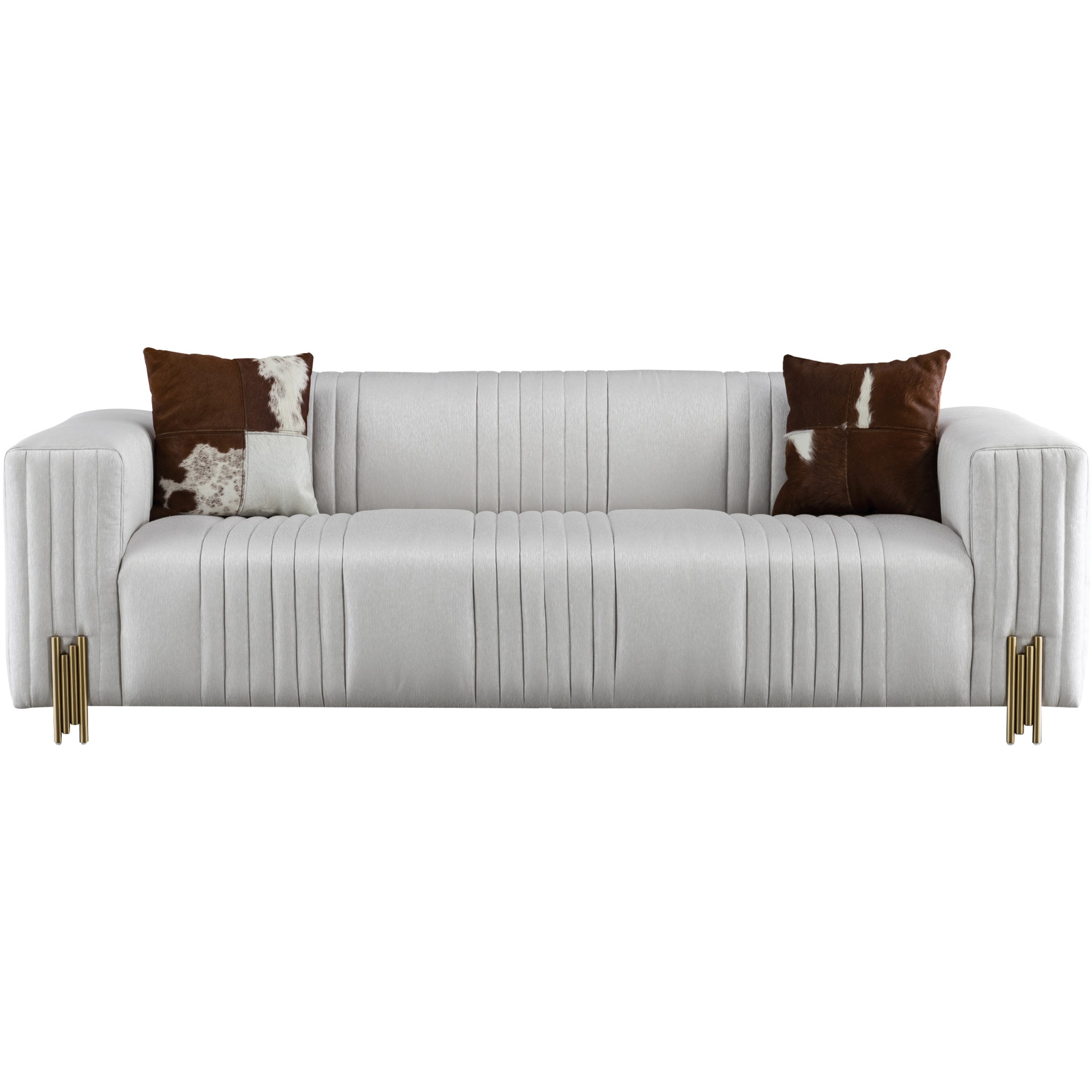 3 Seater Sofa/Lounge/Couch (Silver/Beige Fabric) Feretti Future
