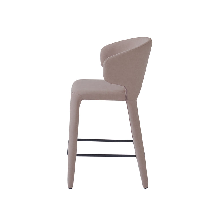 Romano Bar Stool Mushroom Leather Look - Future Classics Furniture