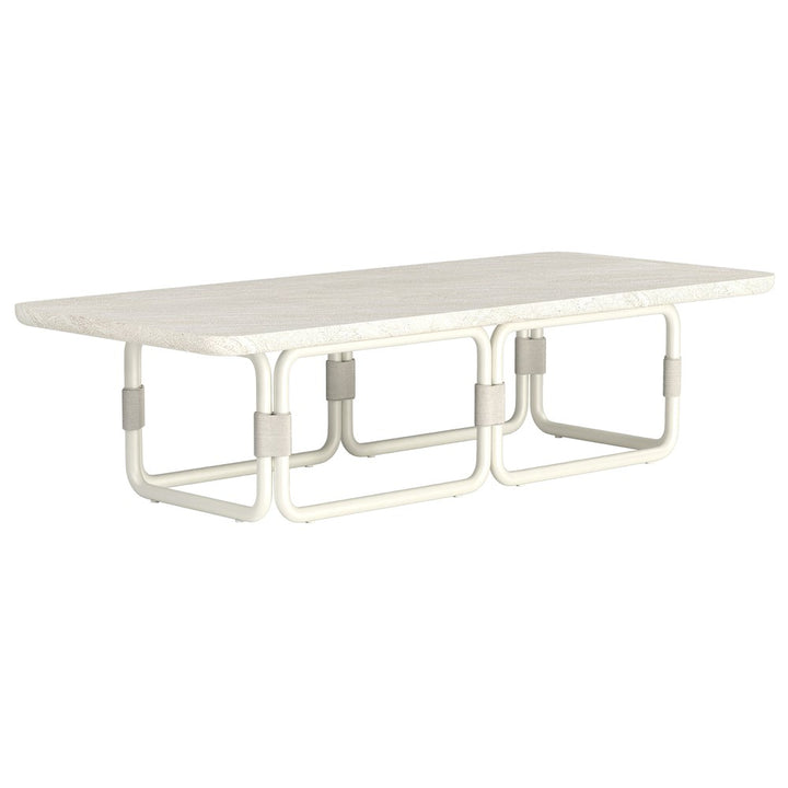Cream-colored Fiore coffee table with a sleek rectangular design and minimalist style, perfect for modern living rooms.