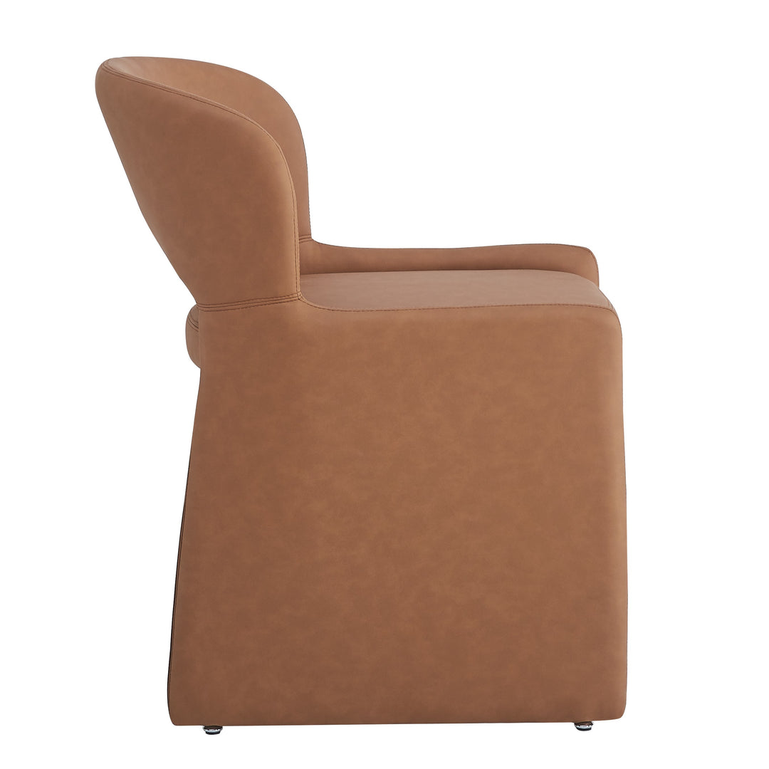 Amelia Dining Chair Tan Leather Look - Future Classics Furniture