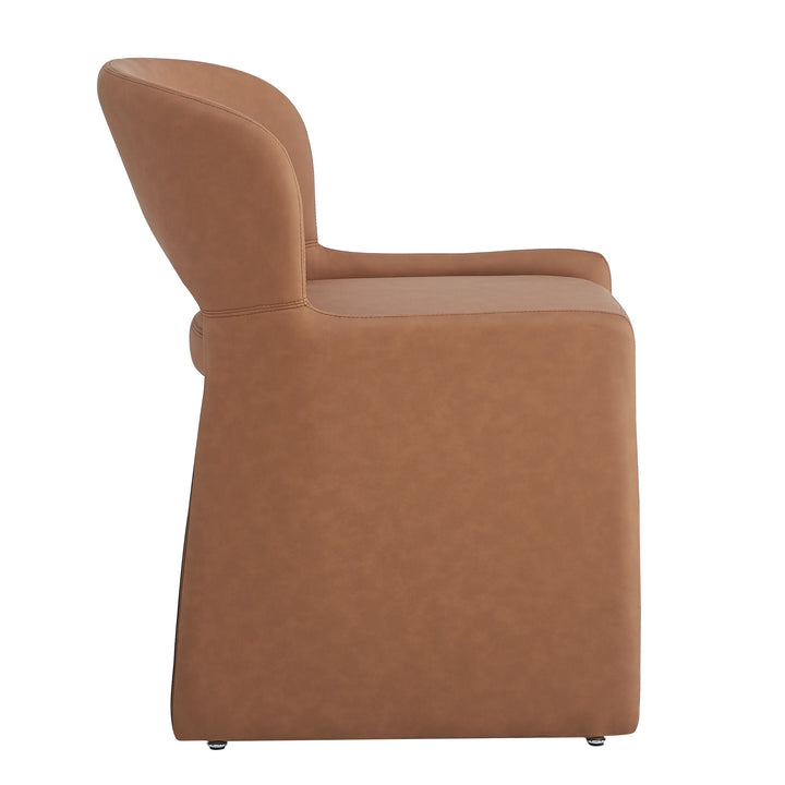 Amelia Dining Chair Tan Leather Look - Future Classics Furniture