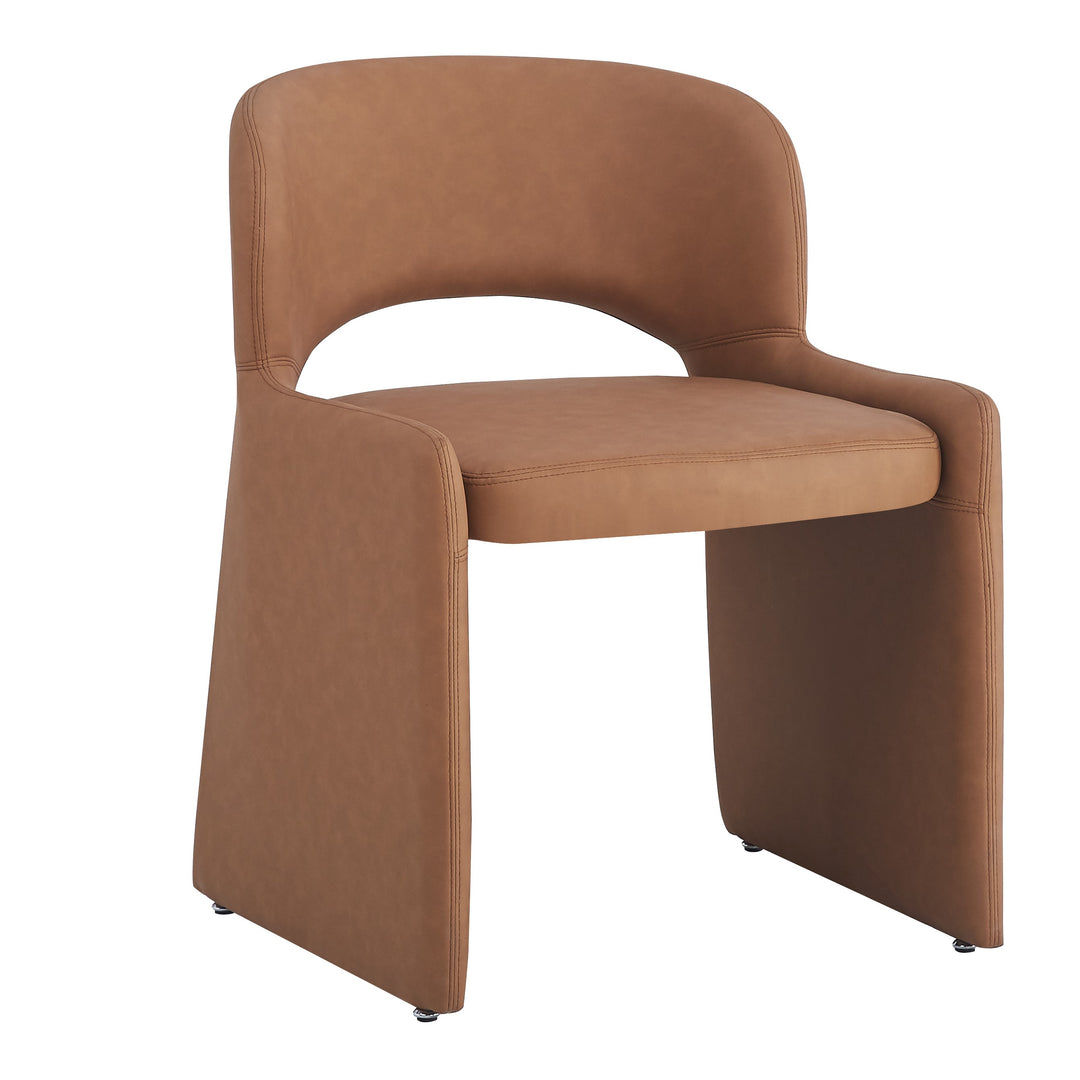Amelia Dining Chair Tan Leather Look - Future Classics Furniture