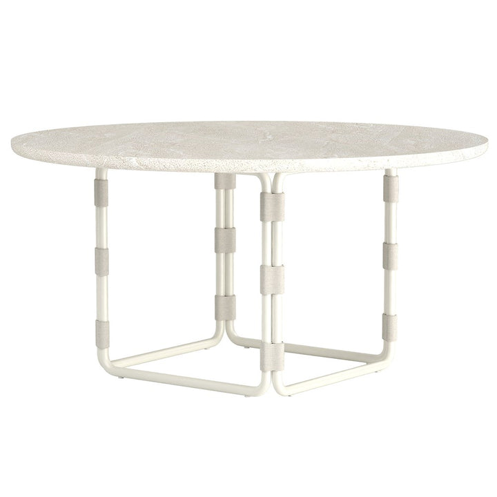 Cream Fiore round dining table, 1.5 meters in diameter, with smooth surface and modern design, perfect for contemporary dining rooms.
