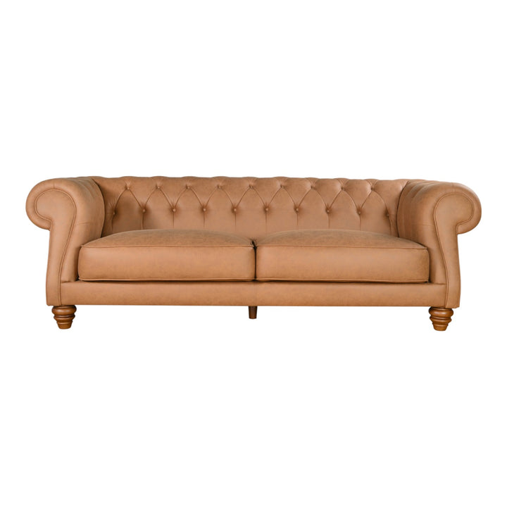 Kensington 3 Seater Sofa Tan Leather Look - Future Classics Furniture