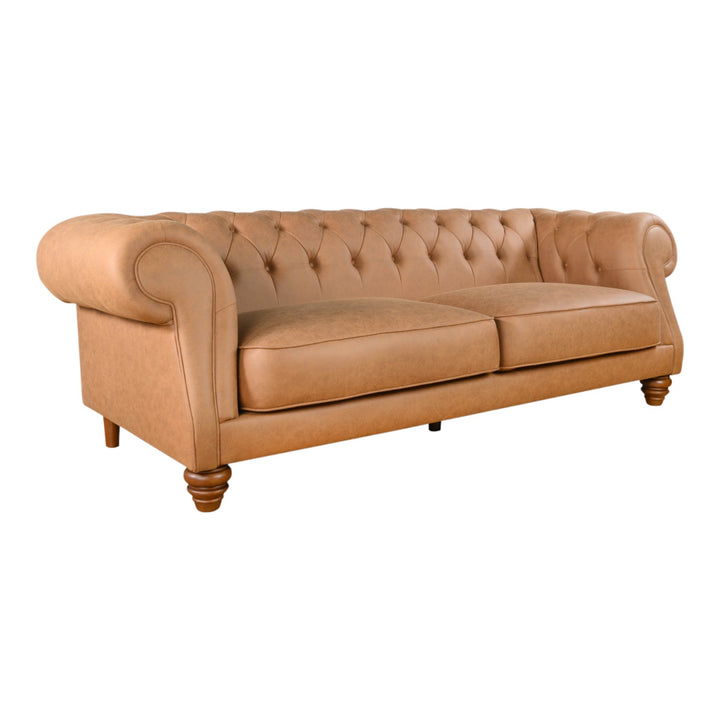 Kensington 3 Seater Sofa Tan Leather Look - Future Classics Furniture