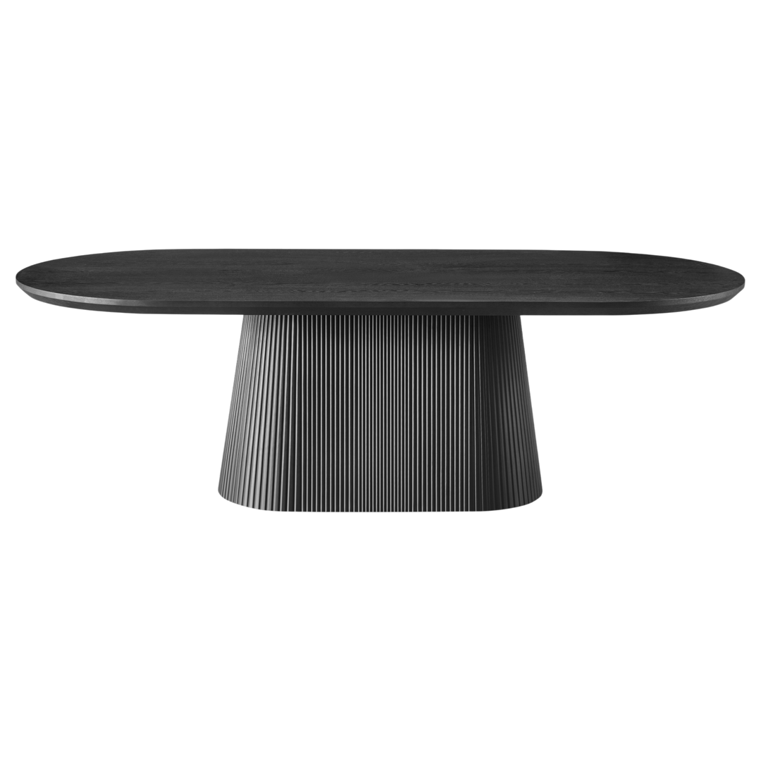 Oval wooden dining table by Borelli, 2.4 meters long, with a sleek tabletop and sturdy legs, ideal for modern dining rooms.