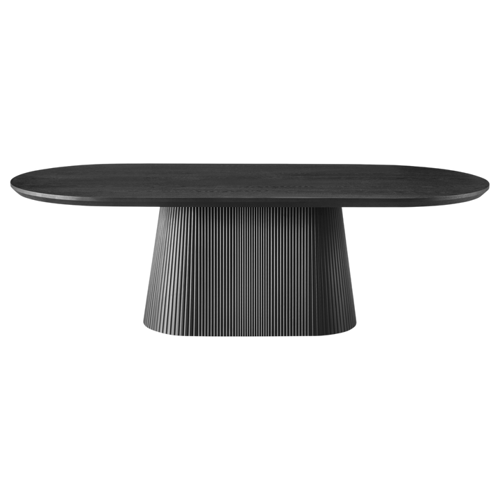 Oval wooden dining table by Borelli, 2.4 meters long, with a sleek polished surface and sturdy legs for modern dining spaces.
