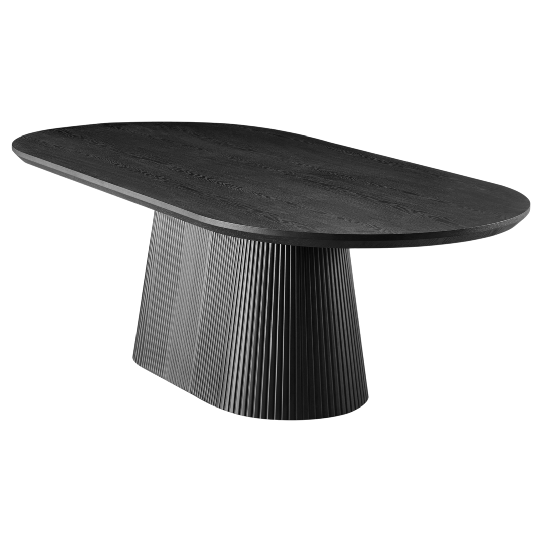 Oval wooden dining table by Borelli, 2.4 meters long, showcasing a sleek, modern design perfect for contemporary dining rooms.