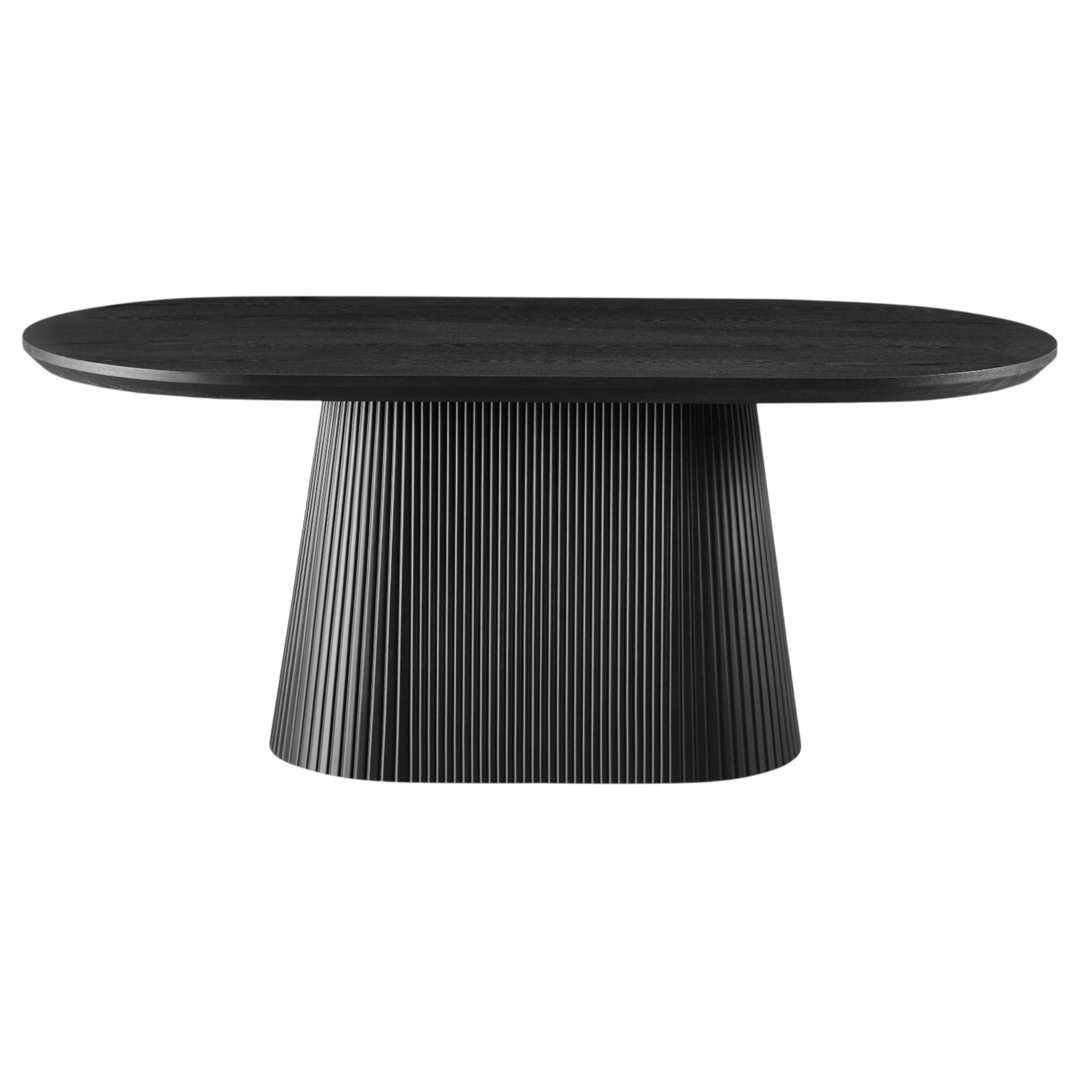 Oval wooden dining table by Borelli, 1.8 meters long, with a polished surface and sturdy legs for elegant dining spaces.