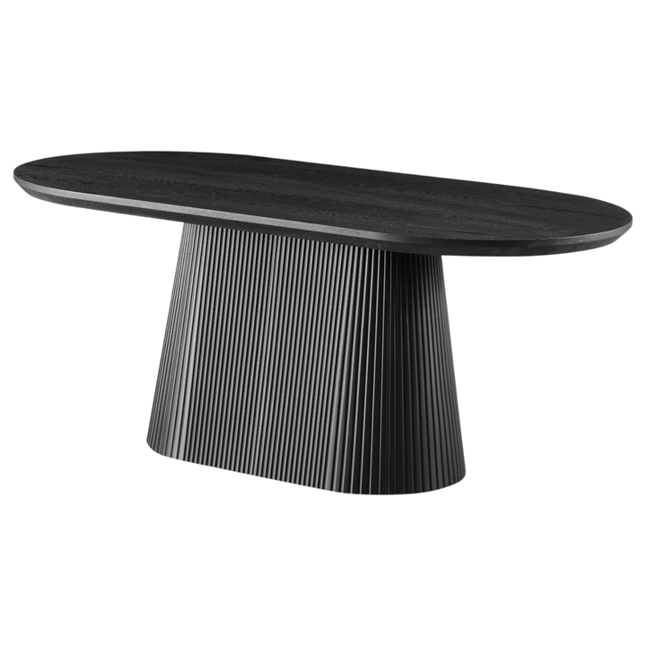 Oval wooden dining table by Borelli, 1.8 meters long, with a smooth surface and sturdy legs, perfect for family meals.