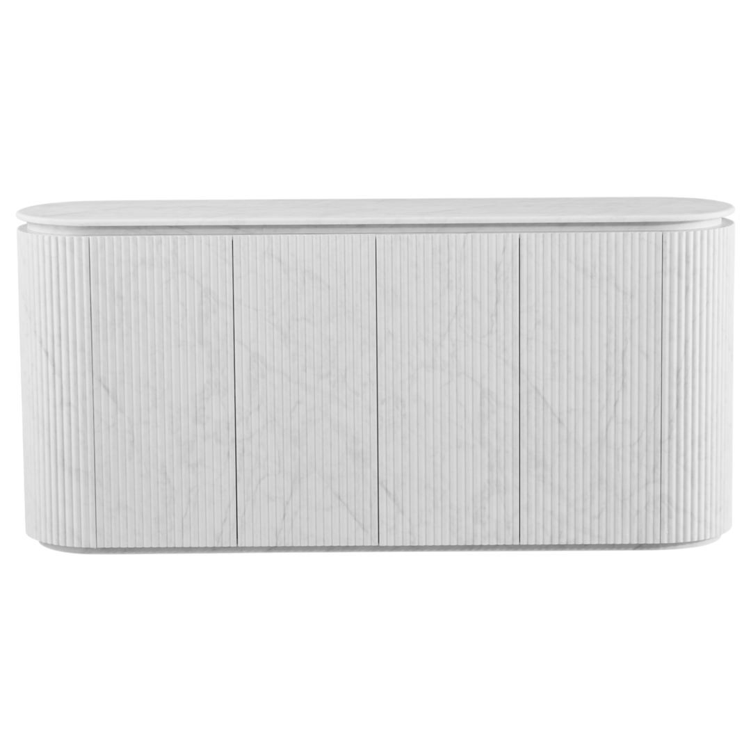 Modern Verona sideboard buffet with sleek wooden finish, featuring multiple storage compartments and a minimalist design.