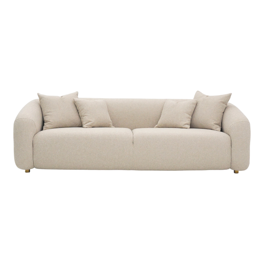 Three-seater Petra sofa with plush cushions and modern design, perfect for living room comfort and style.